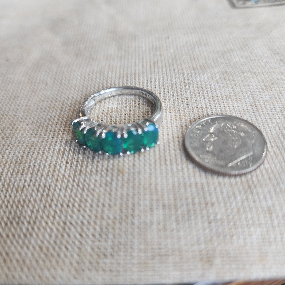 Genuine Ethiopian OPAL STERLING Silver Ring SIZE 6.5 - Picture 11 of 12